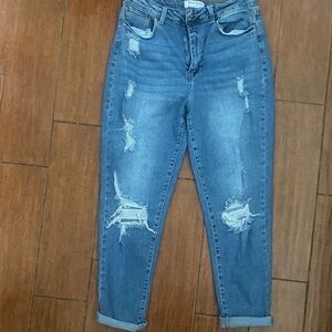 Wax Jean Distressed Blue Boyfriend Jeans